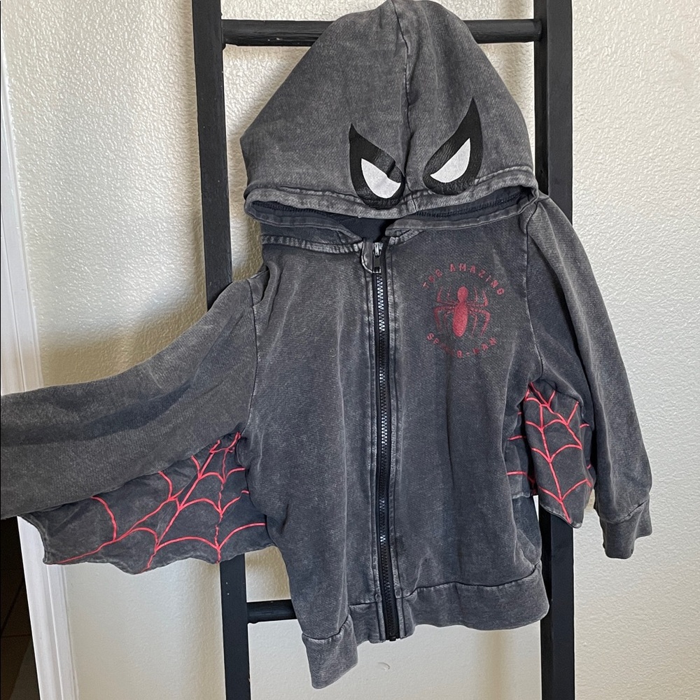 Cotton on Kids Charcoal Spider Hoodie with Webbed Sleeves